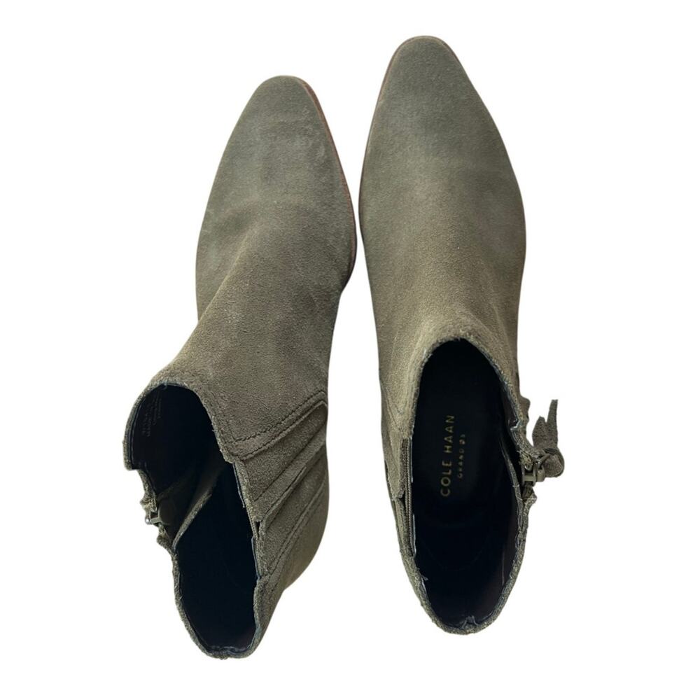 Cole Haan Hadlyn NWOT Women's Green Suede Ankle Boots Booties Side ZIp Size 8 B - Picture 6 of 7